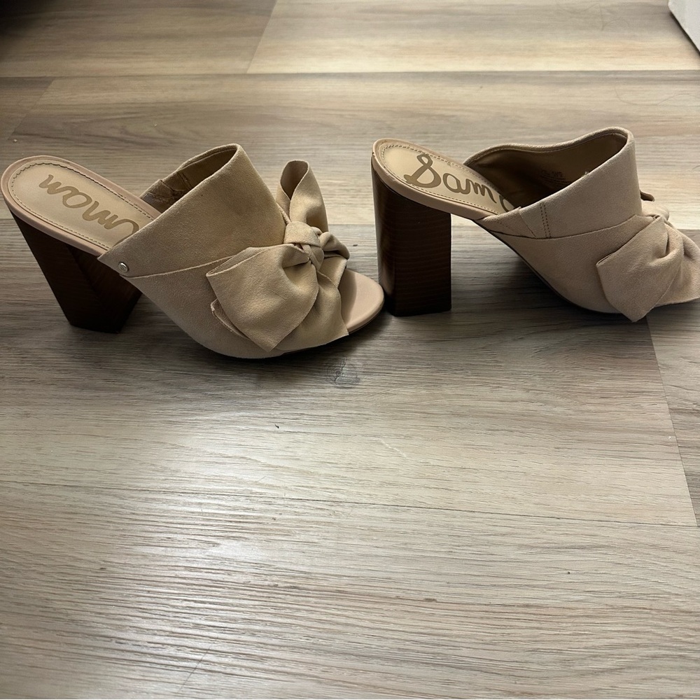 Sam Edelman Suede Beige Bow Mules EUC size 8 Women’s - Picture 4 of 5